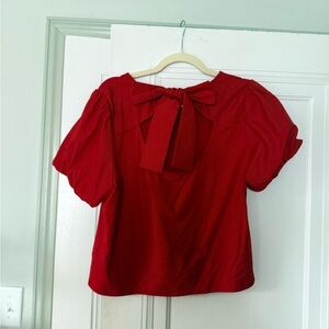 Nanette Lepore Red Blouse with Bow Detail